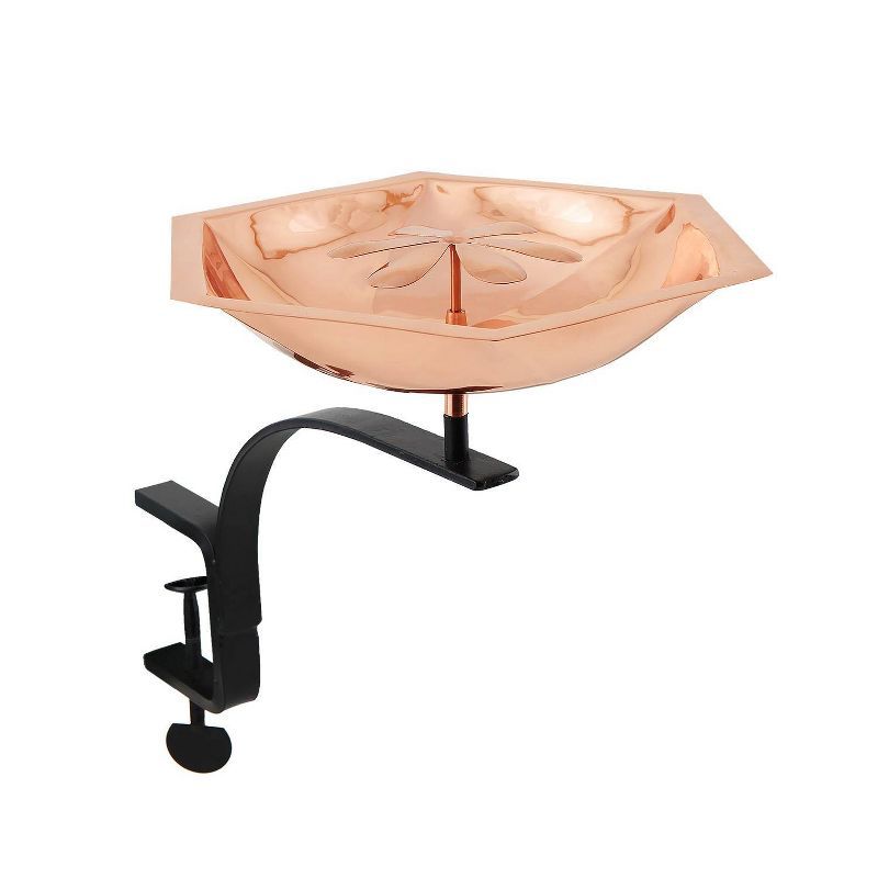 Hexagonal Copper Bee Fountain & Birdbath with Rail Mount