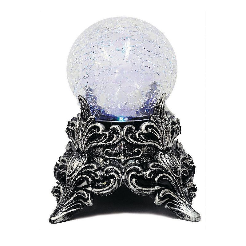 Mystical Crackle Glass Crystal Ball with Antique Base