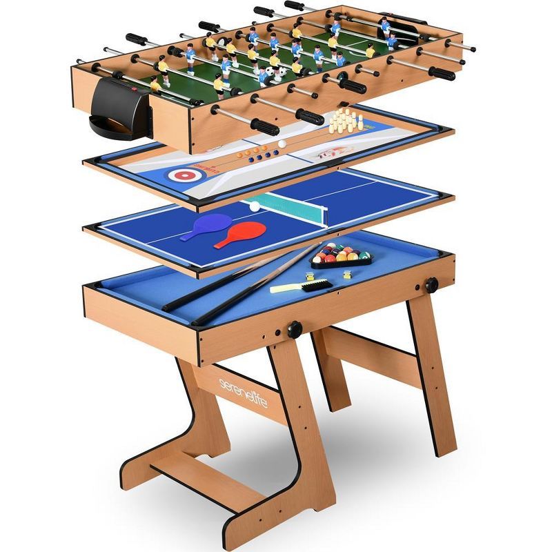 SereneLife 48" Foldable Multi-Game Table with Faux Leather Surface