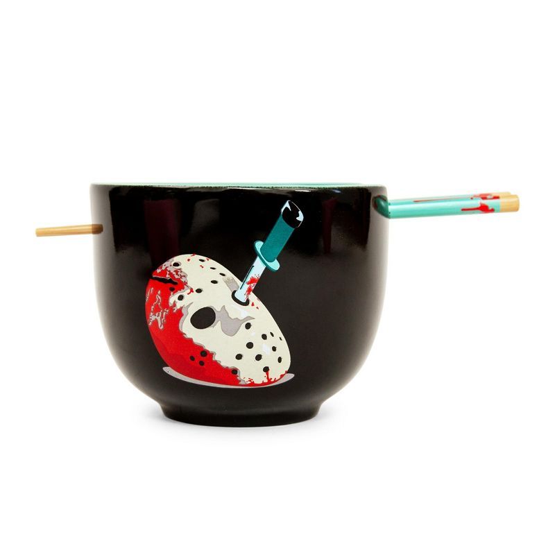 Jason Voorhees 20-Ounce Jet-Black Ramen Bowl with Chopsticks