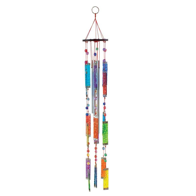 Colorful Textured Glass Coastal Wind Chime with Beads