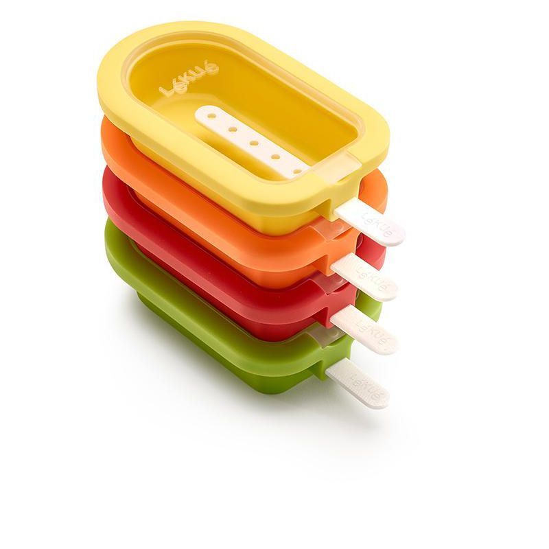 Lekue Stackable Multicolor Silicone Ice Lollipop Molds, Set of 4