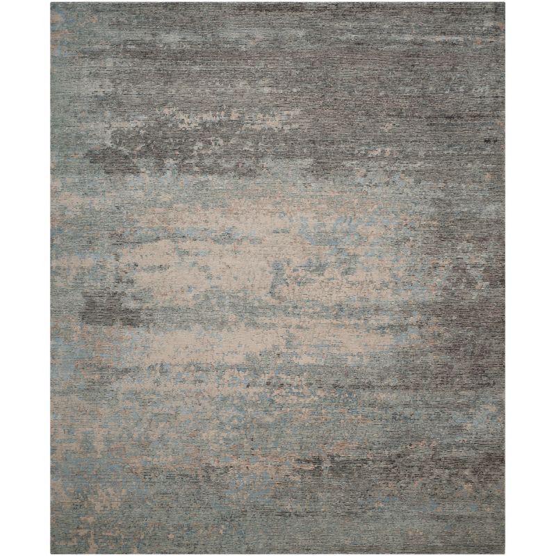 Abstract Artistry Blue Wool 9' x 12' Hand-Knotted Area Rug