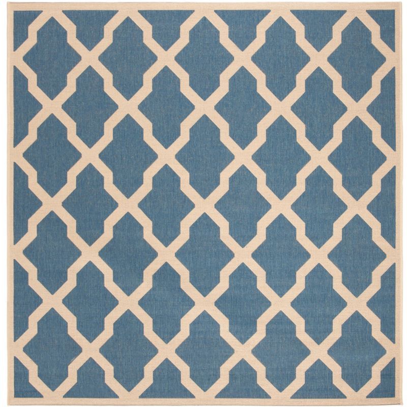 Linden 6'7" Square Blue and Creme Geometric Synthetic Rug