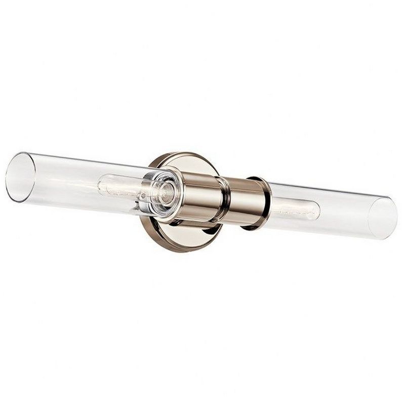 Aviv Polished Nickel 2-Light Wall Sconce with Clear Glass Shades