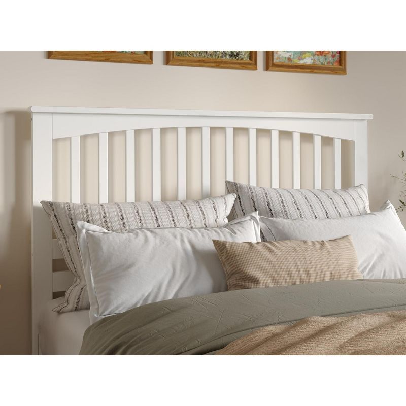 White Queen Mission Wood Panel Headboard with USB Charger