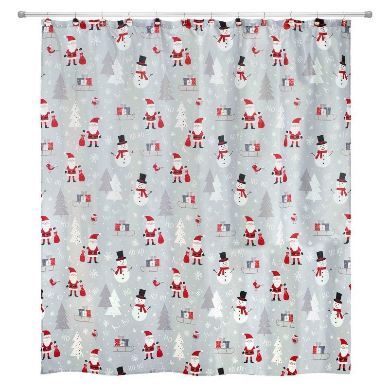 Ho Ho Ho Christmas Holiday Fabric Shower Curtain 72" x 72"