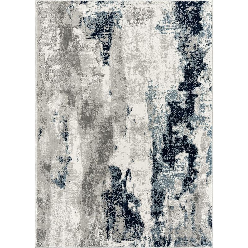 Ivory and Gray Abstract Rectangular Area Rug