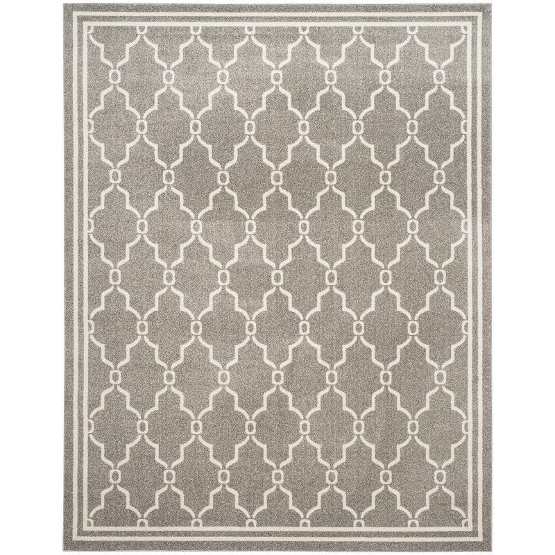 Rectangular Dark Grey/Beige Cotton Synthetic 10' x 14' Area Rug