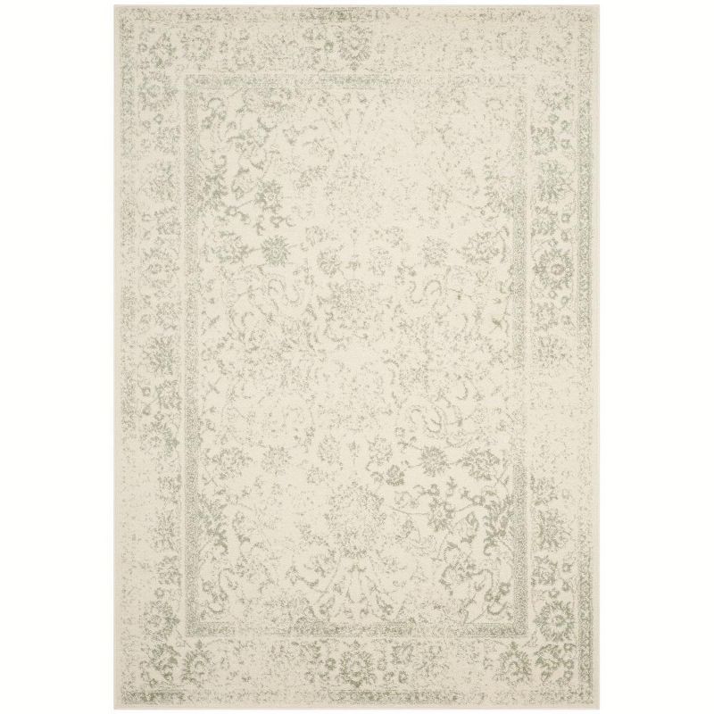 Ivory/Sage Floral Easy-Care Synthetic Area Rug, 6' x 9'
