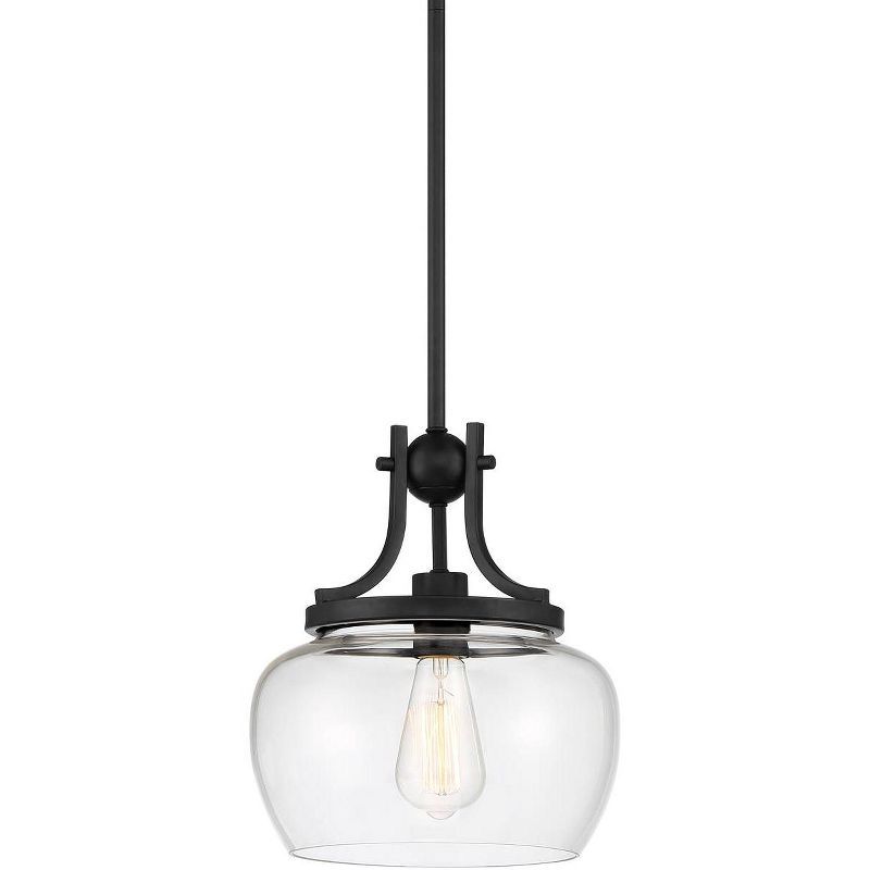 Kristov Black Glass Mini Pendant Light with Clear Shade