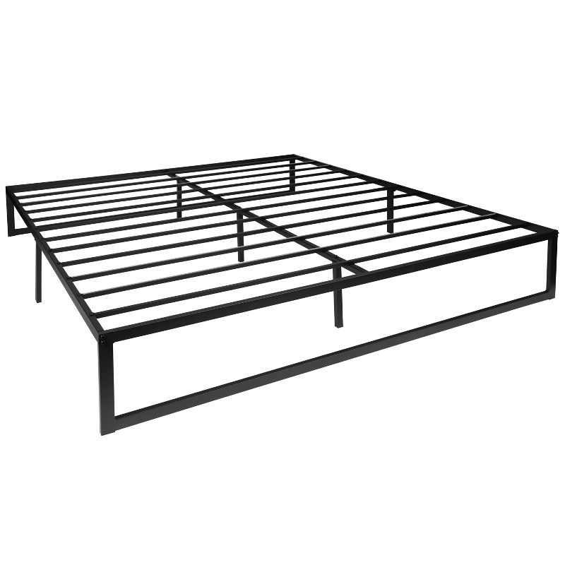 Black King Metal Platform Bed Frame with Slats