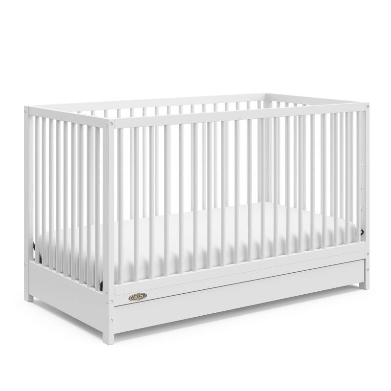 White Pine Wood 5-in-1 Convertible Crib with Drawer