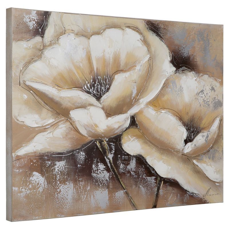 Full Bloom Beige and Brown Floral Canvas Wall Art