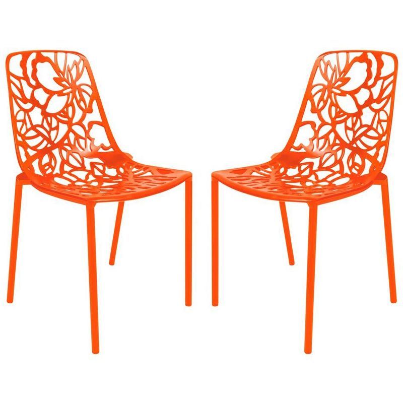 Devon Orange Aluminum Modern Outdoor Dining Chair Set