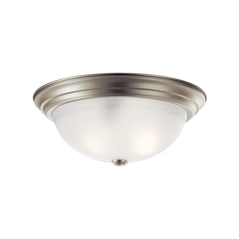 Transitional 3-Light 15.25" Bowl Flush Mount in Brushed Nickel