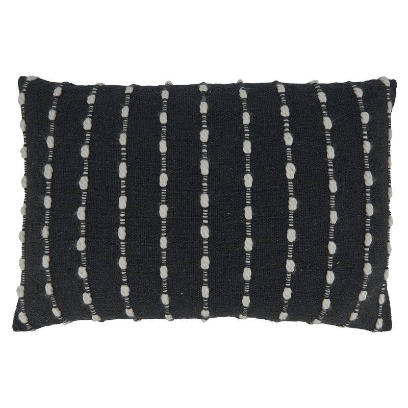 Black and White Cotton Striped Decorative Pillow Cover