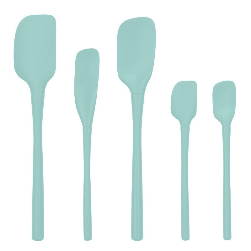 Light Aqua Silicone 5-Piece Spatula Set with Nylon Core