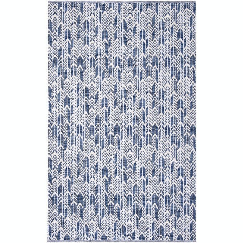 Navy/Ivory Hand-Woven Cotton Blend Reversible Area Rug 5' x 8'