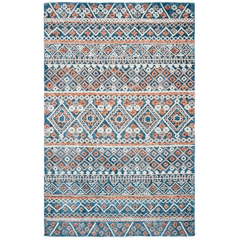 Handmade Blue Wool Tufted Rectangular Rug - 3' x 5'