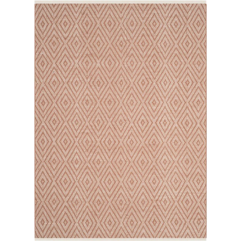 Beige and Ivory Geometric Cotton Flat Woven Area Rug