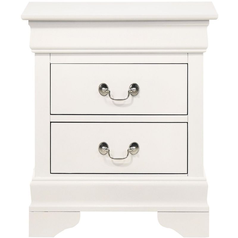 White Wood Louis Philippe 2-Drawer Nightstand