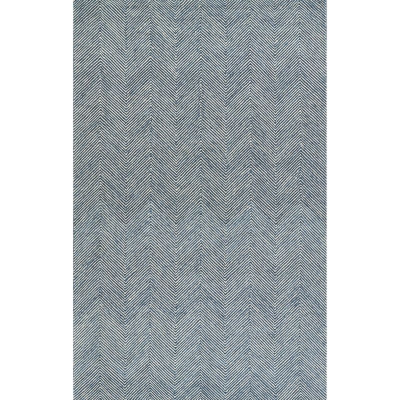 Denim Blue 8' x 10' Handmade Wool Herringbone Rug