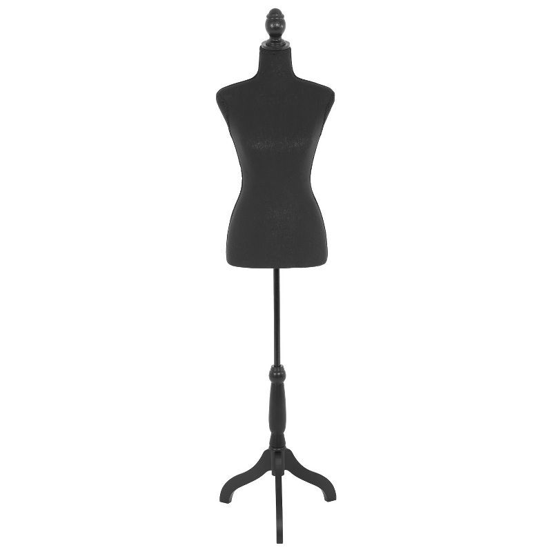 Adjustable Black Female Mannequin with Wooden Tripod Stand