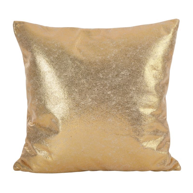 Gold Shimmering Metallic Square Throw Pillow, 20"