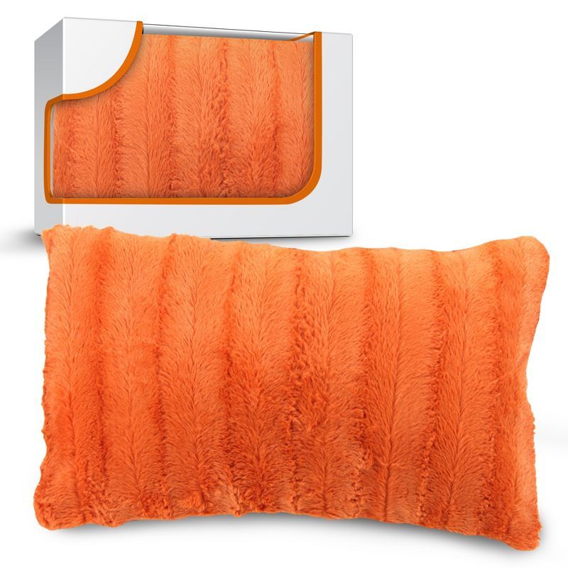 Rust Faux Fur Decorative Throw Pillow Cover 12" x 20"