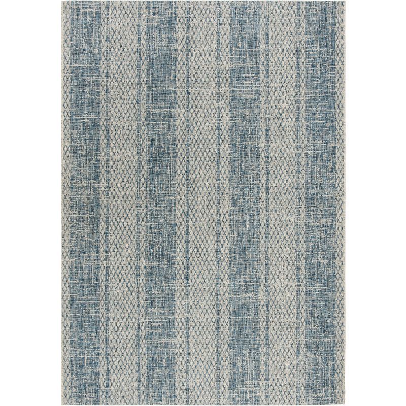 Light Grey/Blue Synthetic Easy-Care Rectangular Area Rug