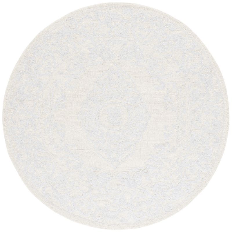 Ivory Beige 6' Round Handmade Wool Tufted Rug