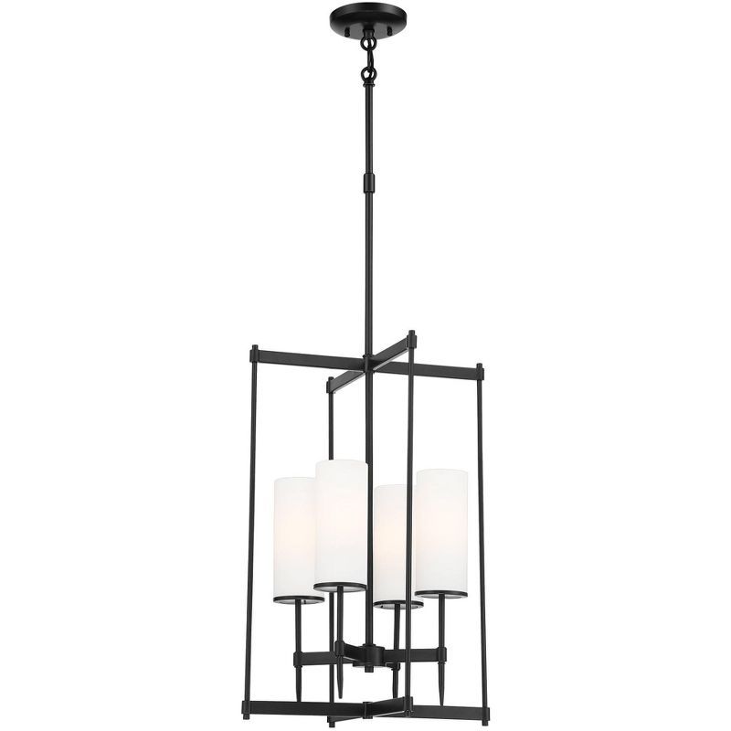 Coal Black Etched White Glass 4-Light Modern Pendant Chandelier