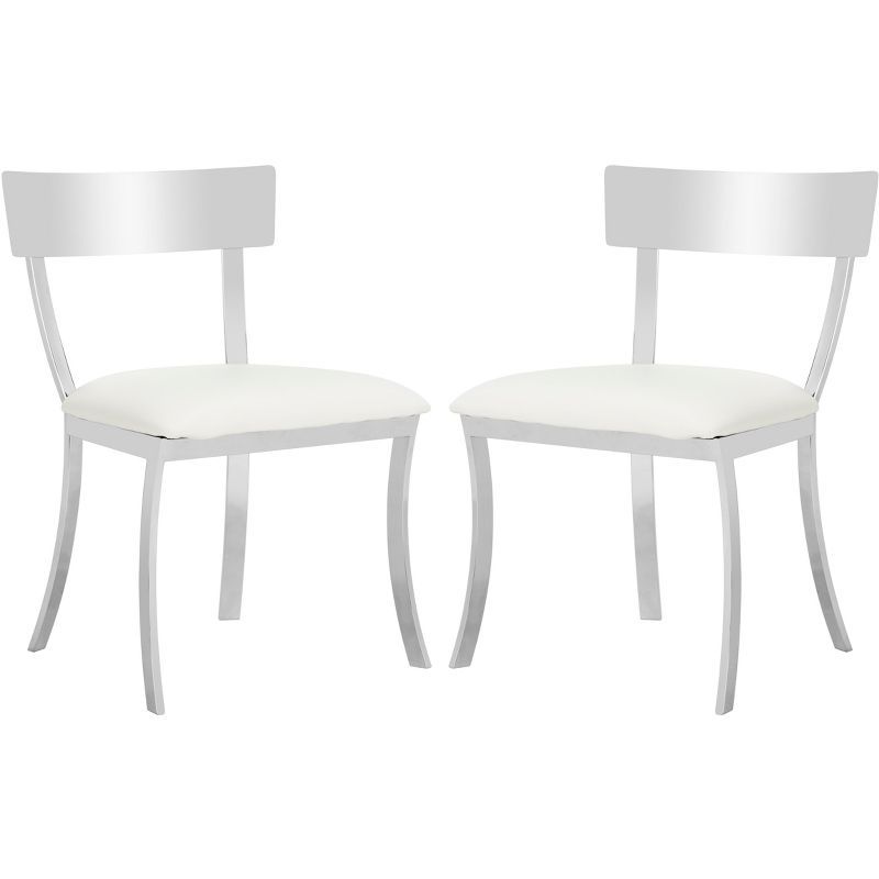 Abby 19'' White and Chrome Modern Side Chairs, Set of 2