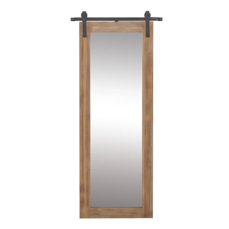 Industrial Rustic Full Length Brown Wood and Metal Wall Mirror