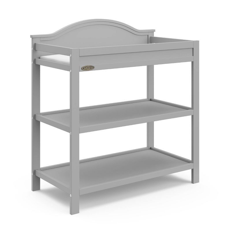 Pebble Gray Pine Wood Changing Table with Safety Strap