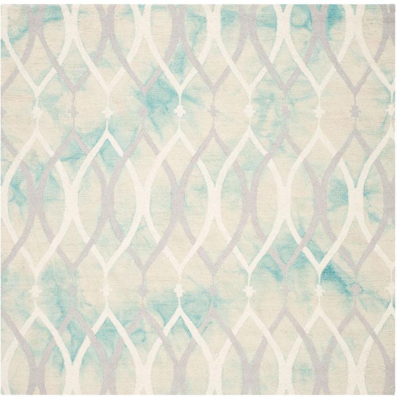 Handmade Green Wool Tufted 7' x 7' Square Area Rug