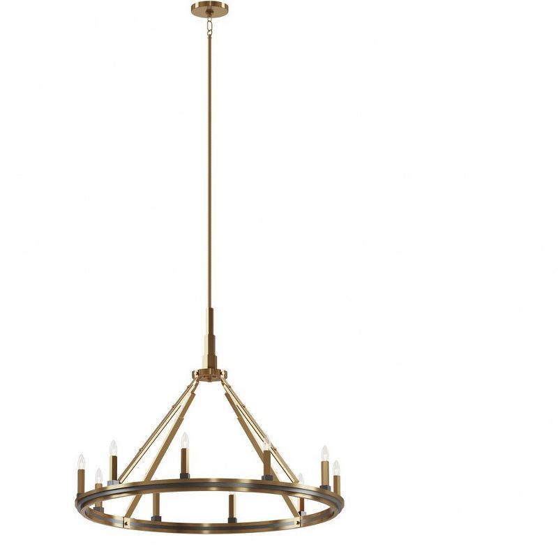 Emmala 10-Light Art Deco Chandelier in Brushed Natural Brass