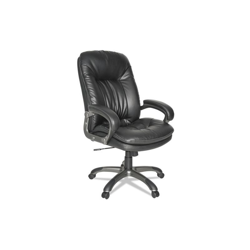 Black High-Back Leather Executive Swivel Chair with Adjustable Arms