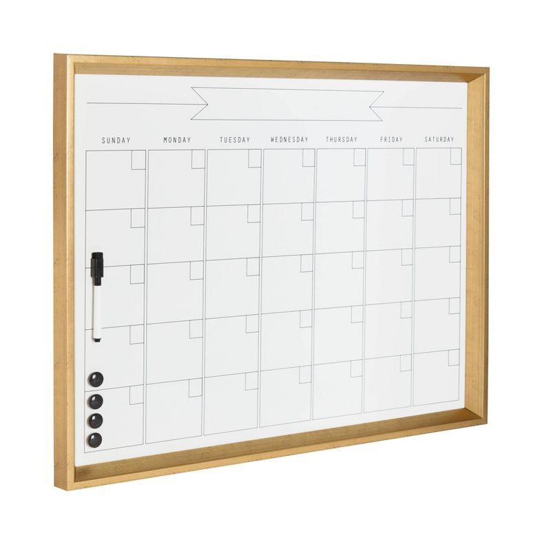 Gold Framed Magnetic Dry Erase Monthly Calendar