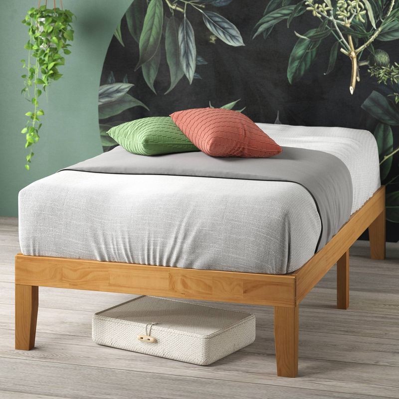 Natural Twin Wood Platform Bed Frame with Slats