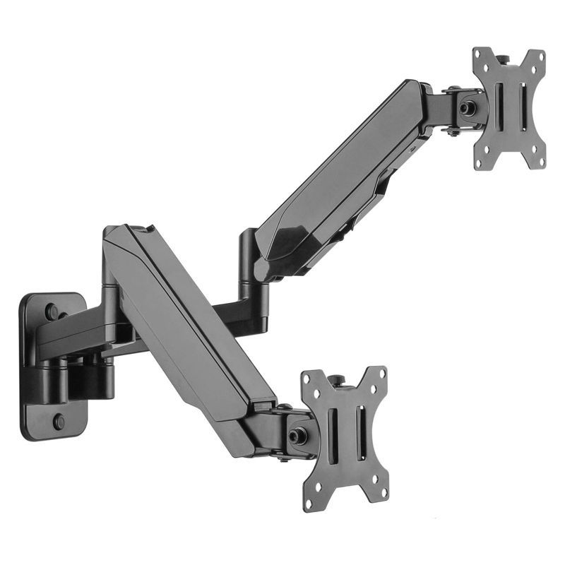 Black Aluminum Dual Monitor Full-Motion Wall Mount Bracket