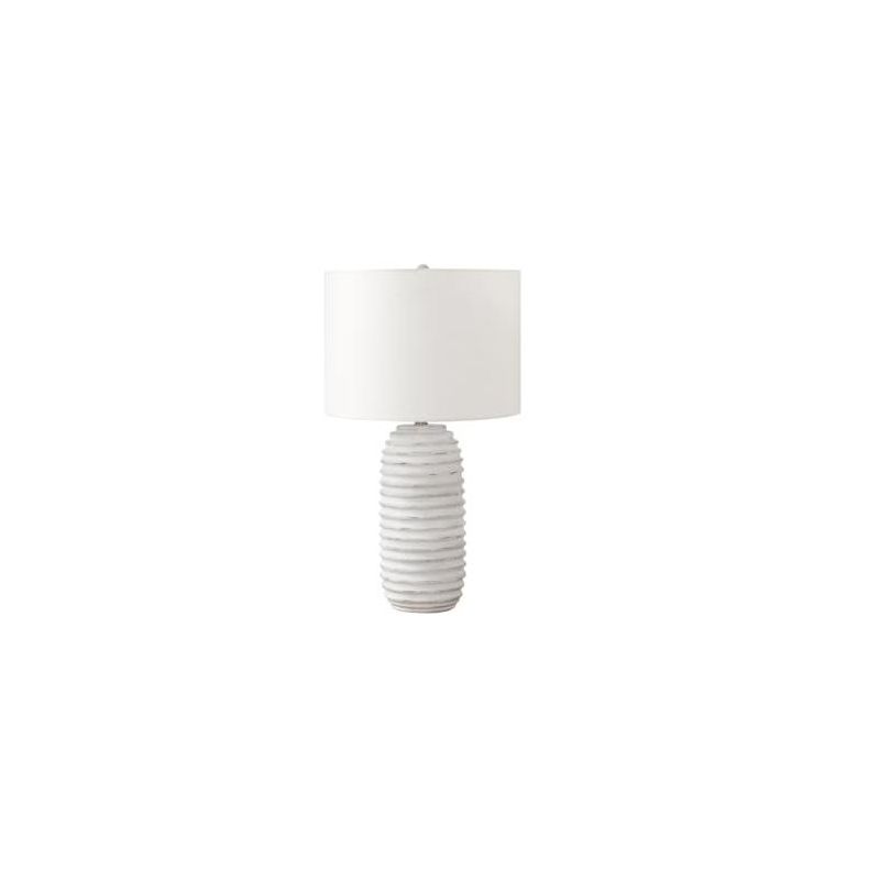 Cream Resin Table Lamp with Ivory Linen Shade, 28"