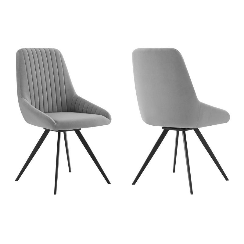 Luxurious Gray Velvet Swivel Side Chair with Metal Frame - Set of 2