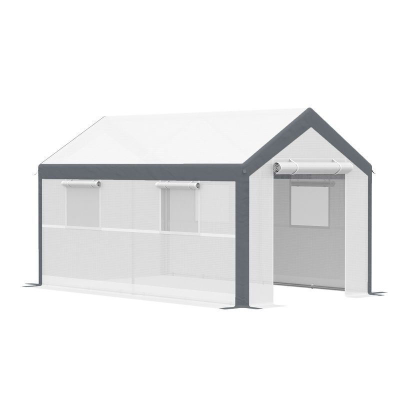 Outsunny 12' x 7' x 7' White and Dark Grey Walk-In Greenhouse