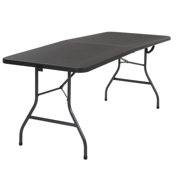Black 6-Foot HDPE Folding Banquet Table with Handle