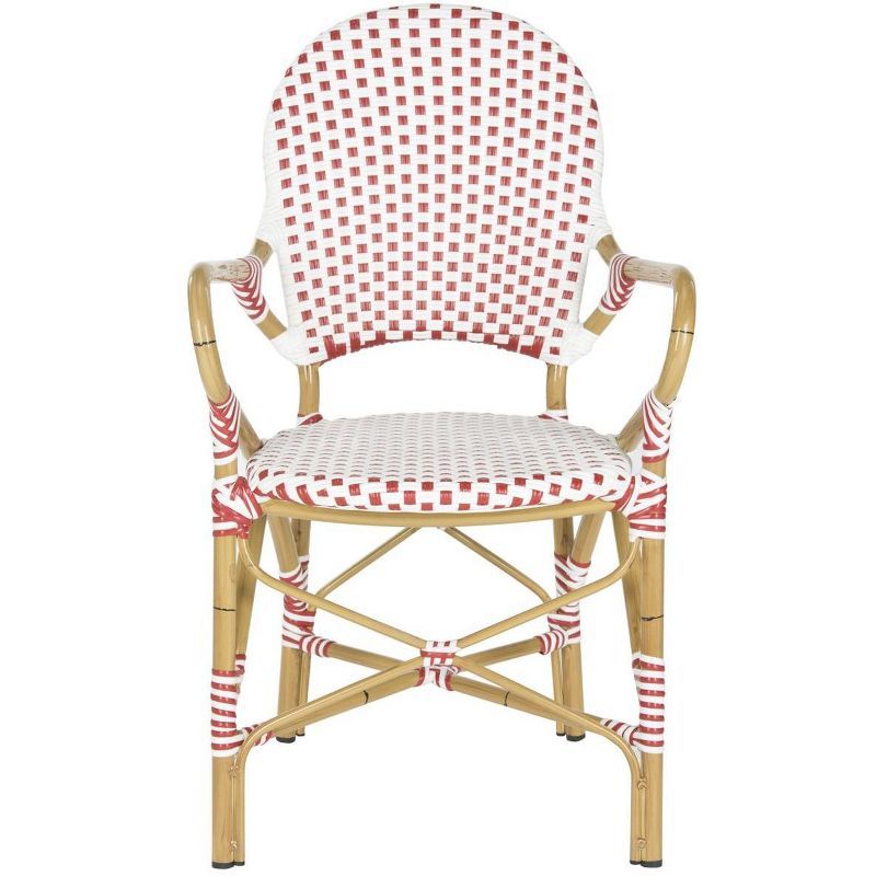 Coastal Cottage Red and White Transitional Arm Chair, Set of 2