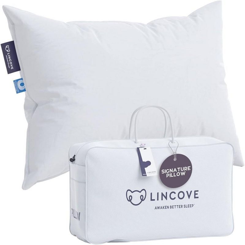 Lincove White Cotton Shell King Feather Down Luxury Pillow