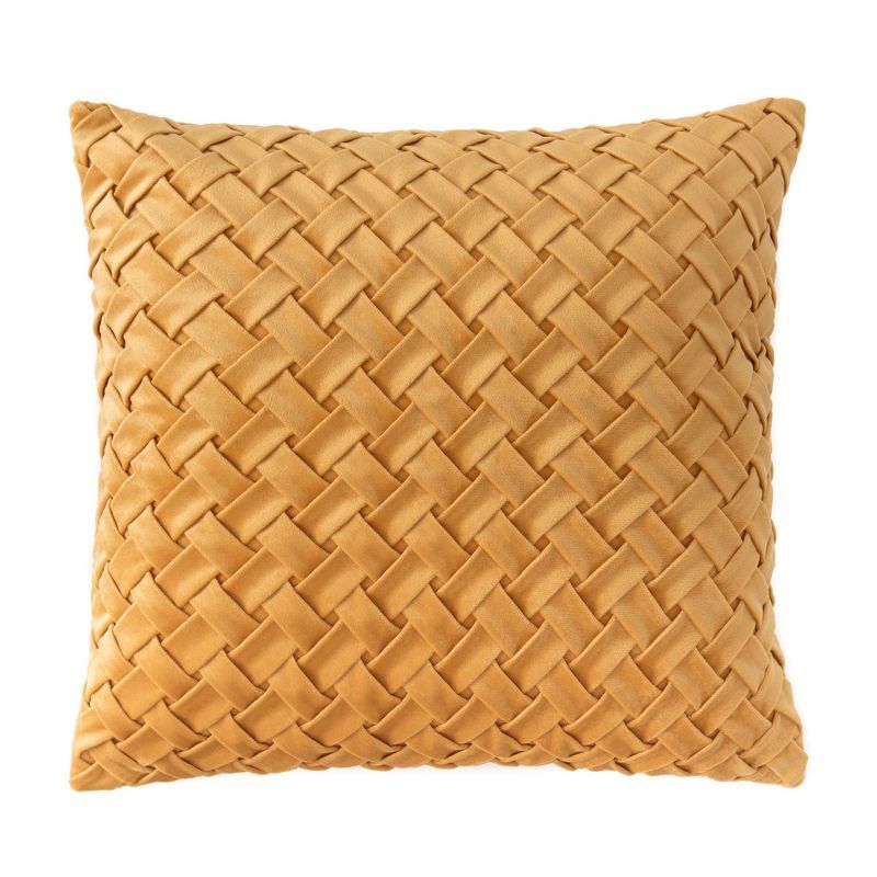 Golden Lattice Textured Velvet Euro Throw Pillow Cover Set