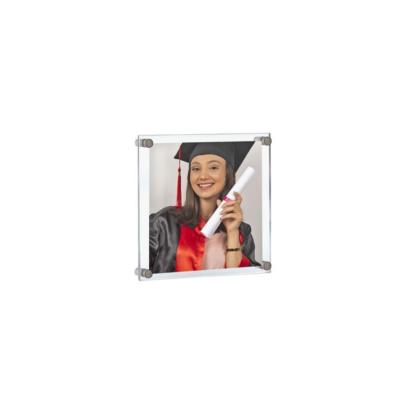 Clear Acrylic Floating Wall Frame with Silver Caps